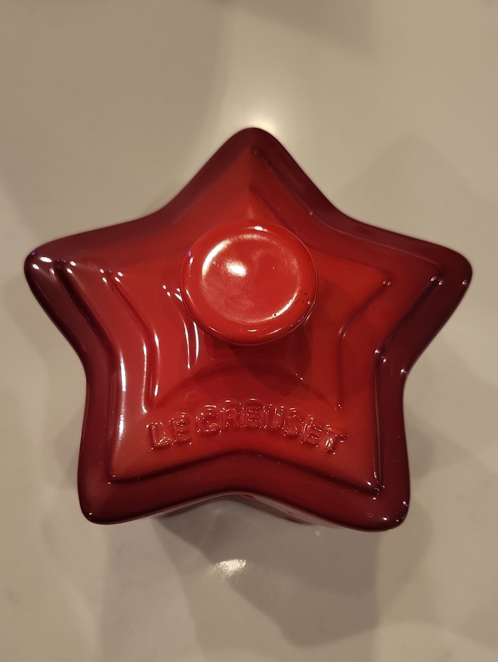 Retired Le Creuset Cerise Red Holiday Star Ramekin